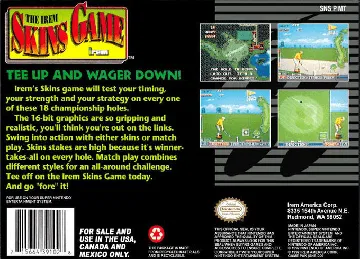 Irem Skins Game, The (USA) (Arcade) box cover back